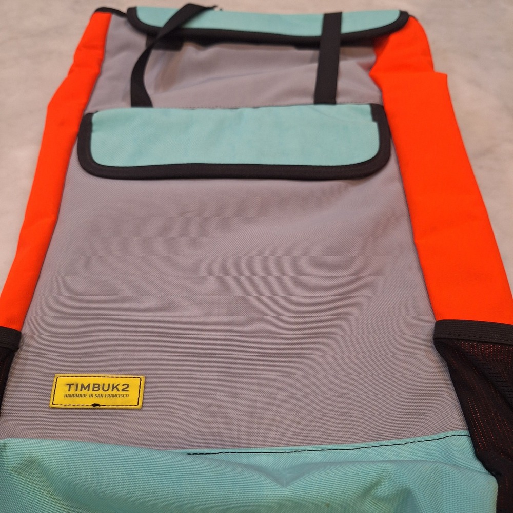 Timbuk2 Spire Backpack Unisex L Grey Orange Roll Top Laptop Bag Cycling Travel